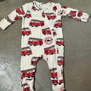 Pink Chicken Fire Truck Bamboo Onesie